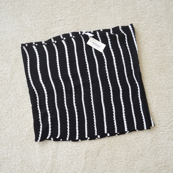 NWT! Knit Black and White Stripe Infinity Scarf - Picture 1 of 2